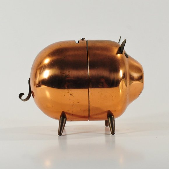 1970s Modern Cute Piggy Bank Shiny Copper - Picture 5 of 11